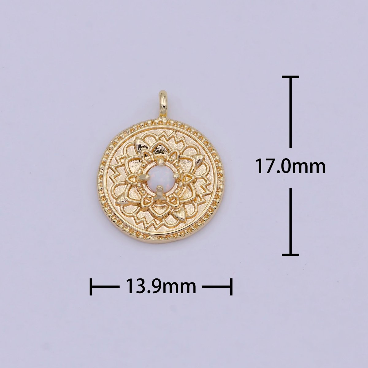 Small Lotus Disc Charm Pendant 18k gold Filled Lotus Flower Yoga Zen Buddha Meditation Floral Round Disc N-910