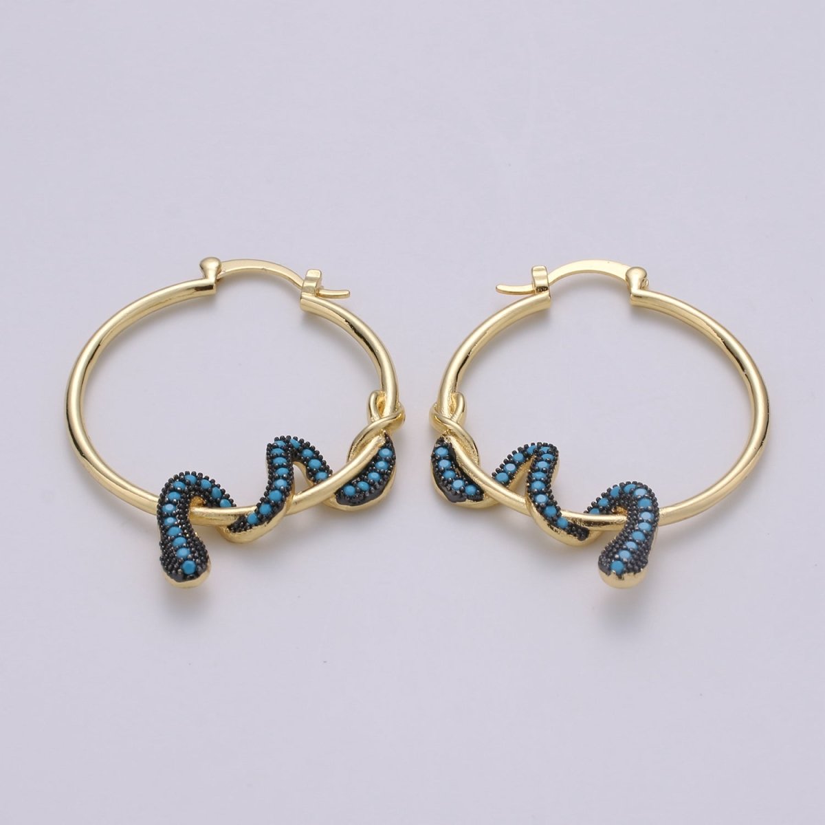 Snake earrings, snake hoop earrings serpent earrings, Gold earrings Micro Pave CZ Earring Jewelry Black Clear Blue Fuchsia Teal Zirconia Q-100 - Q-105