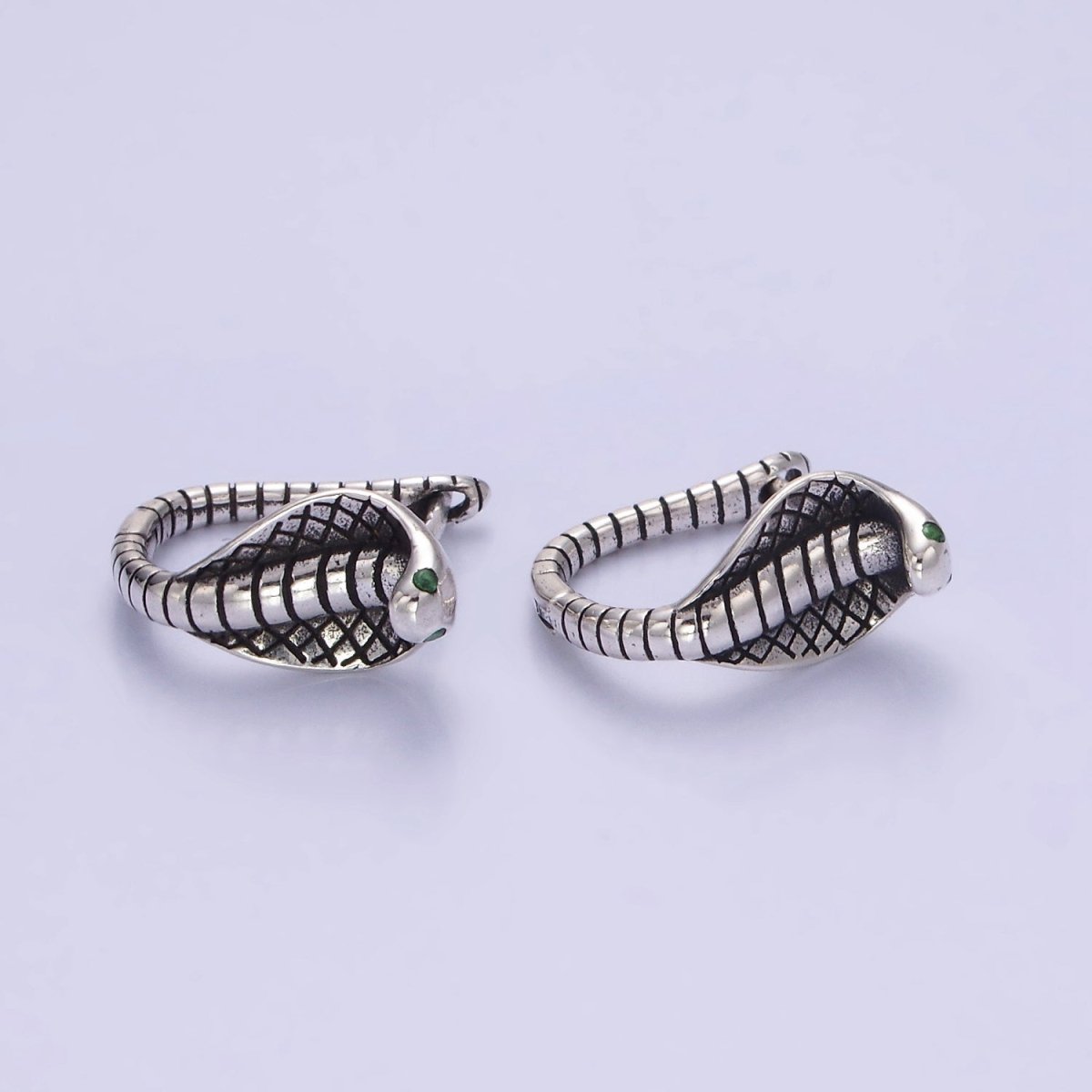 Snake Huggie Hoop in Sterling Silver Serpent Cobra Hoop Earrings SL-481