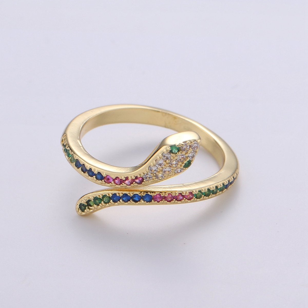 Snake ring, Gold snake ring, Serpent ring, spiral snake ring, wrap ring, snake ring gold, Micro Pave Cz Ring jewelry, R-030