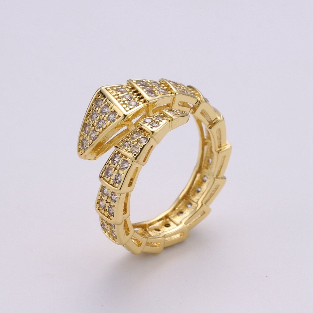 Snake ring, Serpent ring, Chunky ring, spiral snake ring, gold ring, wrap ring, snake gold ring, Adjustable Ring Micro Pave ring R-089