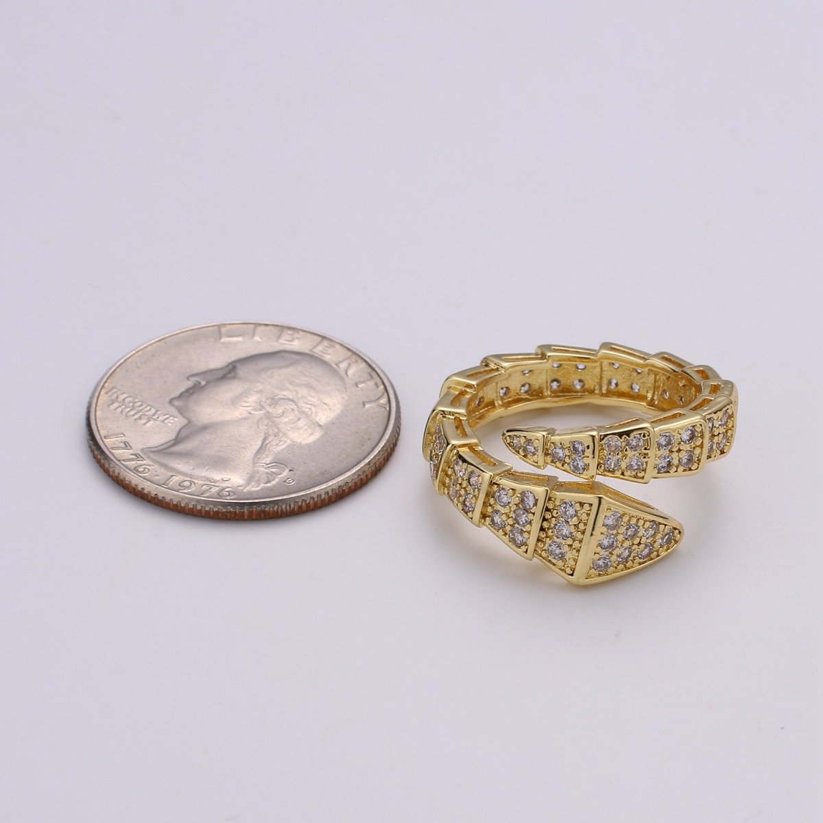 Snake ring, Serpent ring, Chunky ring, spiral snake ring, gold ring, wrap ring, snake gold ring, Adjustable Ring Micro Pave ring R-089