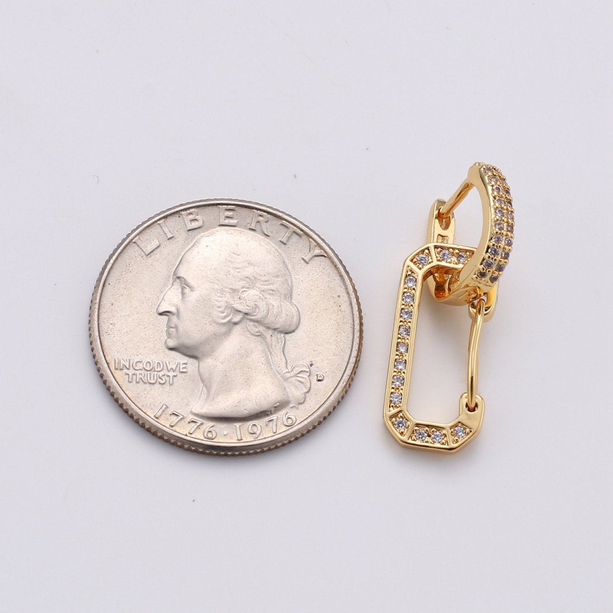Snap Hook Earring Micro Pave Earring 24k Gold filled Cubic Zirconia Gemstone Gold Statement earring K-581
