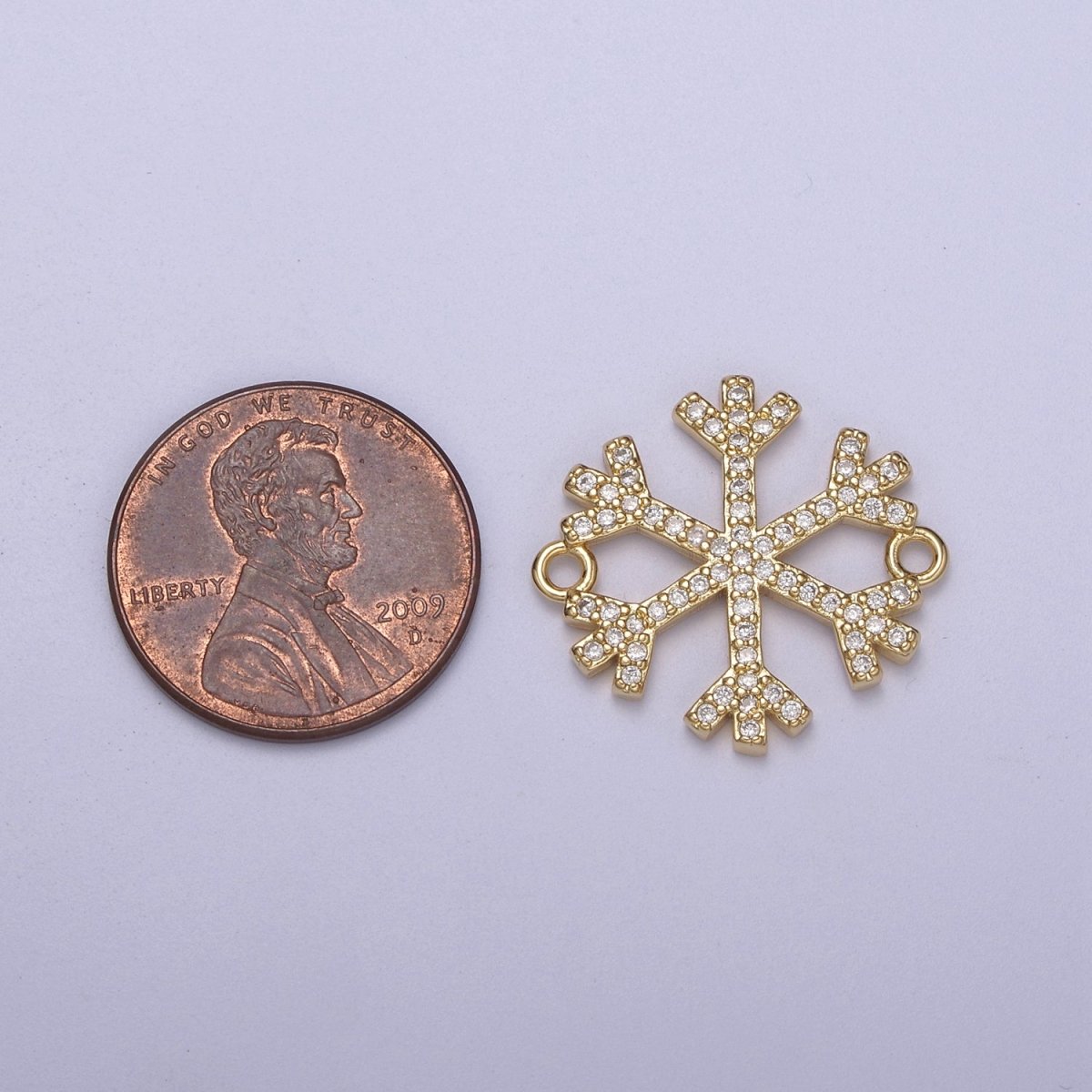 Snow Connector, Micro-pavé CZ Snowflake Charm, 14K Gold Filled Link Connector Bracelet DIY Jewelry Accessories F-148
