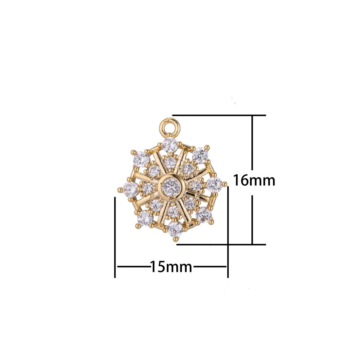 Snowflake Winter Snow Charm, Micro Pave CZ Charm, Dainty Pendant Frost Icy Star Diamond Crystal Necklace Charm for Jewelry Making E-427