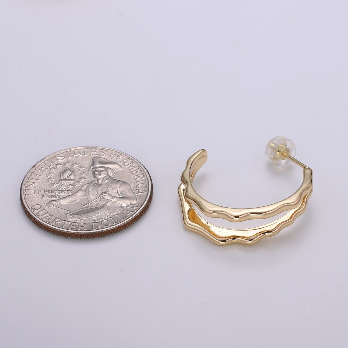 Split Path Design 18K Gold Stud Earring, Rose Gold Weave Earring, Modern design for DIY Earring Craft Supply Jewelry Making Q-449