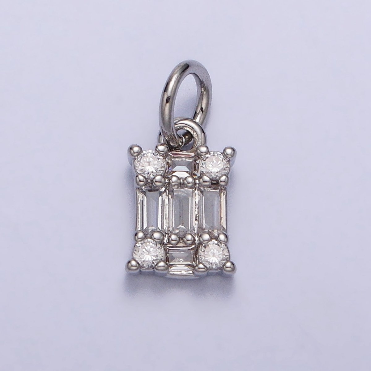 Square Clear CZ Cubic Zirconia Baguette Add-On Charm in Gold & Silver | AC209 AC210