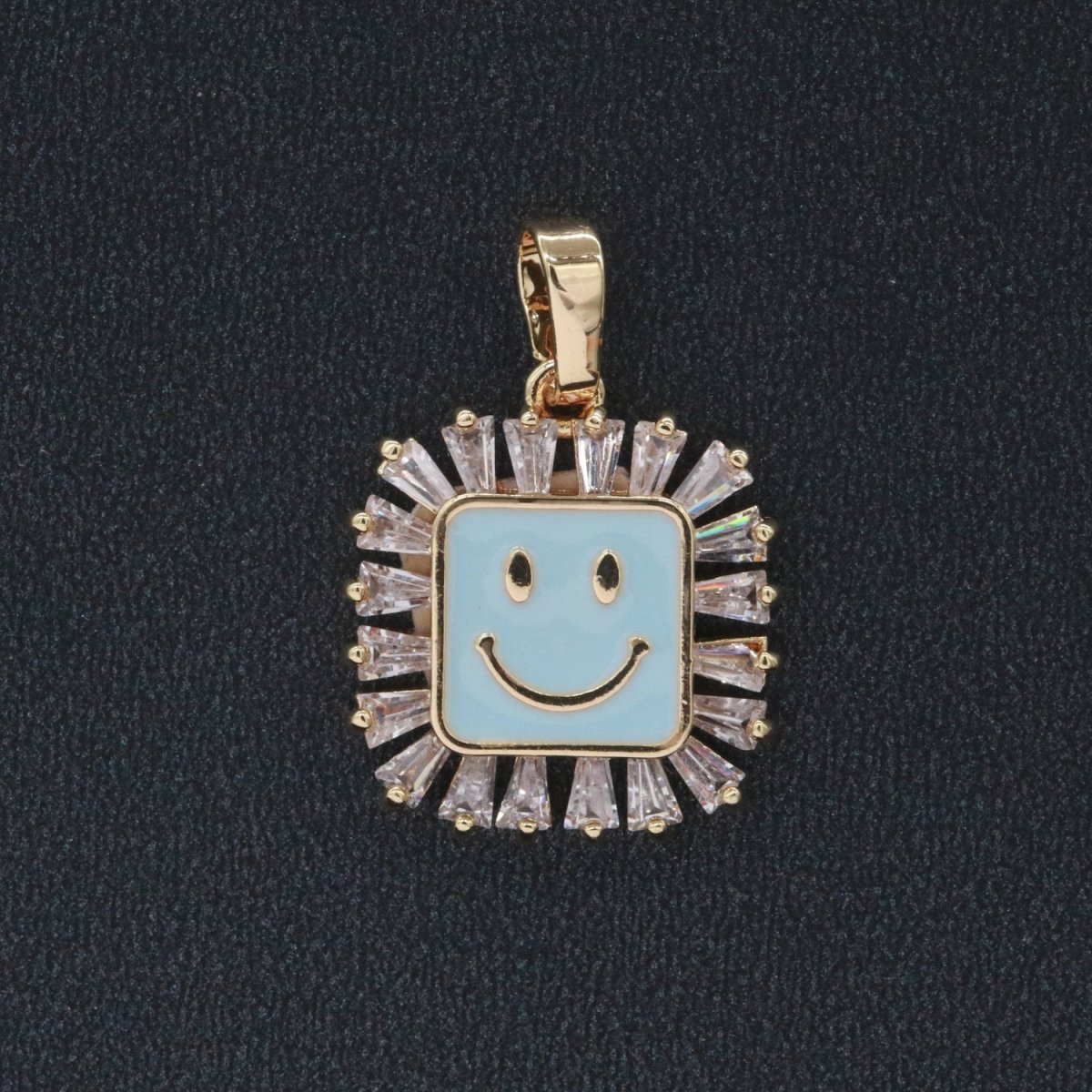 Square Smiley Face Charm Cubic Happy Face Pendant for Necklace Earring Component 31x22mm I-307 ~ I-312