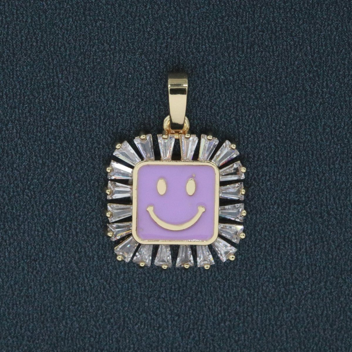 Square Smiley Face Charm Cubic Happy Face Pendant for Necklace Earring Component 31x22mm I-307 ~ I-312