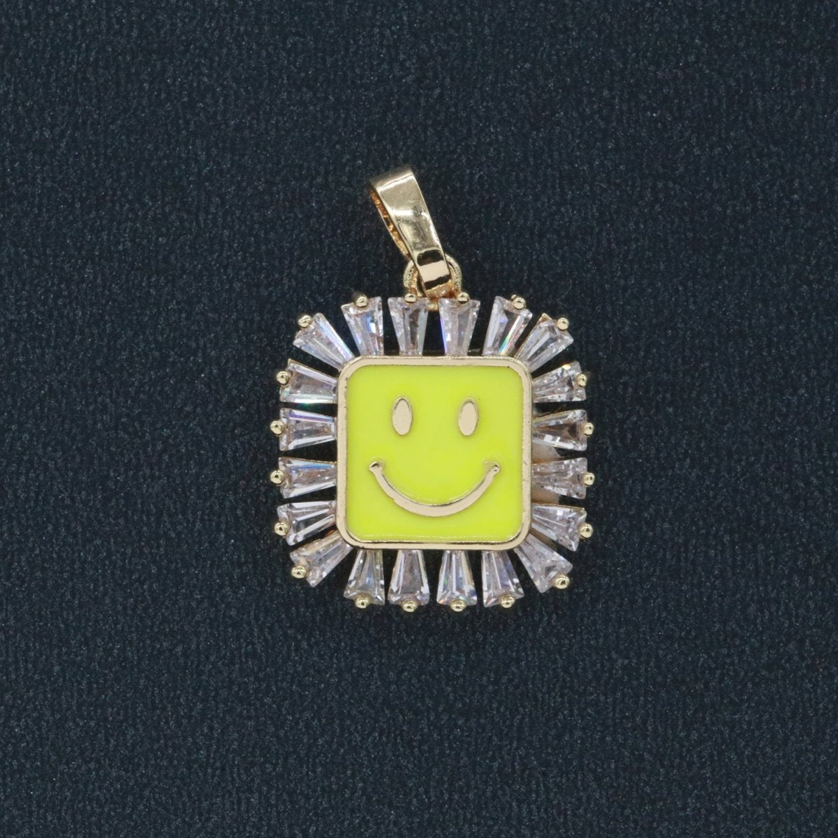 Square Smiley Face Charm Cubic Happy Face Pendant for Necklace Earring Component 31x22mm I-307 ~ I-312