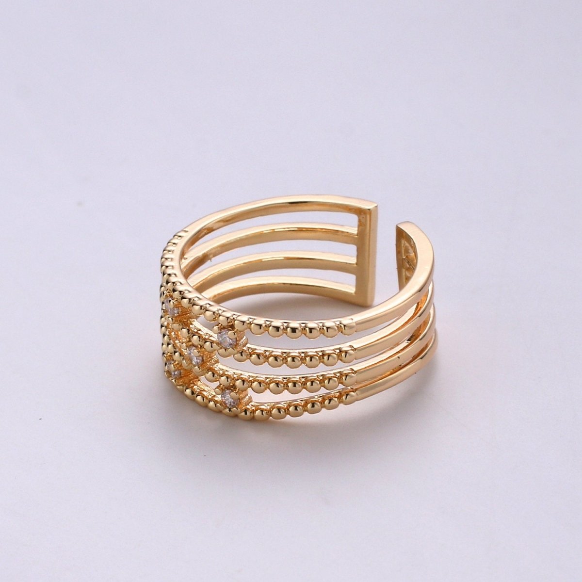 Stackable Rings, Wedding Stackable Rings, Gold Wedding Ring, Micro Pave Cz Ring Open Gold Band Ring R-056