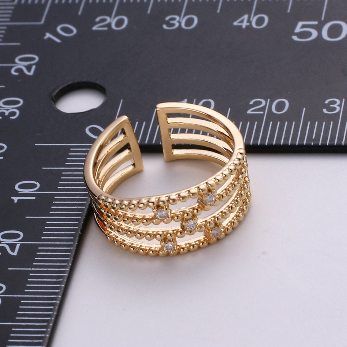 Stackable Rings, Wedding Stackable Rings, Gold Wedding Ring, Micro Pave Cz Ring Open Gold Band Ring R-056
