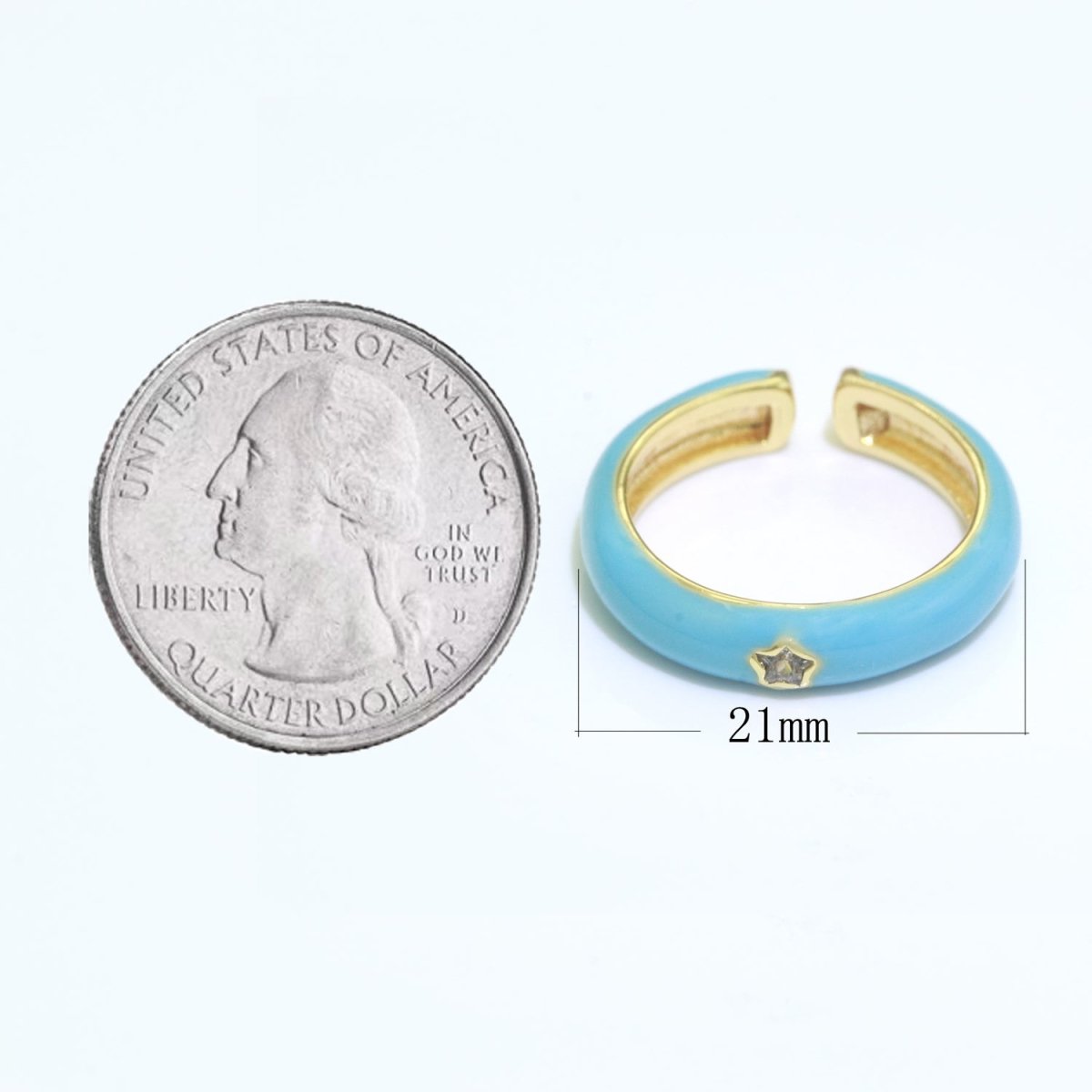 Stacking Enamel Bands Star Ring White Black Blue Teal Band Ring Colorful Jewelry Gold Filled Open Adjustable Ring For Gift S-103~S-107