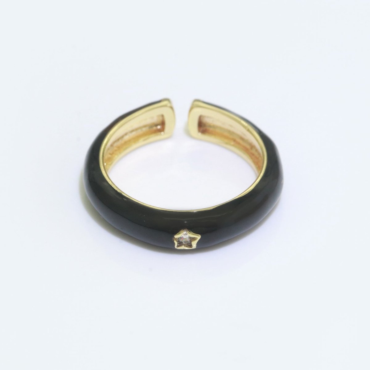 Stacking Enamel Bands Star Ring White Black Blue Teal Band Ring Colorful Jewelry Gold Filled Open Adjustable Ring For Gift S-103~S-107