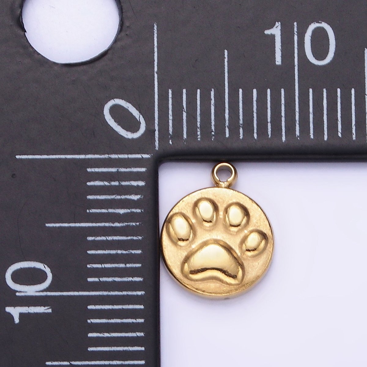 Stainless Steel 10mm Pet Pawprint Dog Round Mini Charm | P940