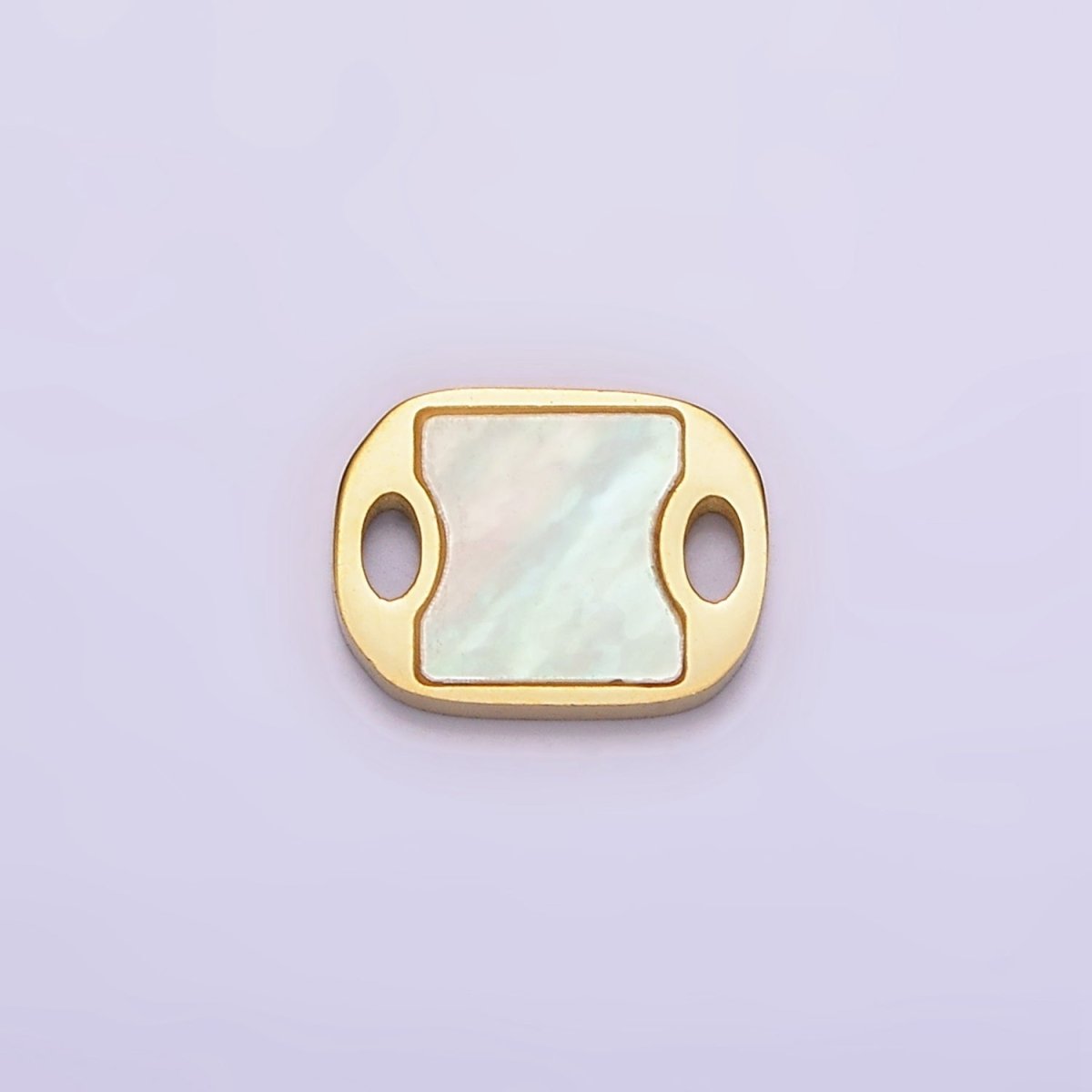Stainless Steel 10mm Shell Pearl Geometric Double Oval Open Connector | P1252