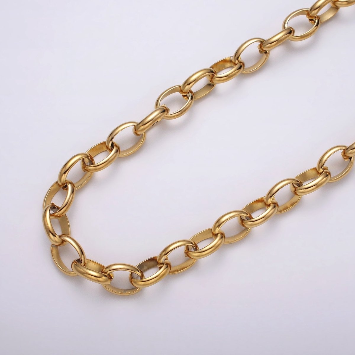 Stainless Steel 11mm Rolo Wide Cable Link Unfinished Yard Chain in Gold & Silver | ROLL-1271 ROLL-1272 Clearance Pricing