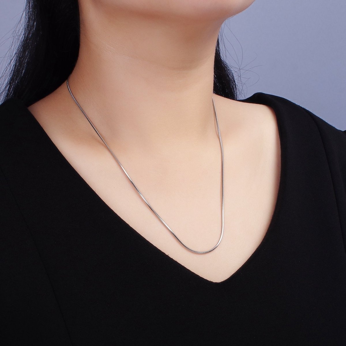 Stainless Steel 1.2mm Dainty Cocoon Omega 20 Inch Layering Chain Necklace | WA-2268 Clearance Pricing