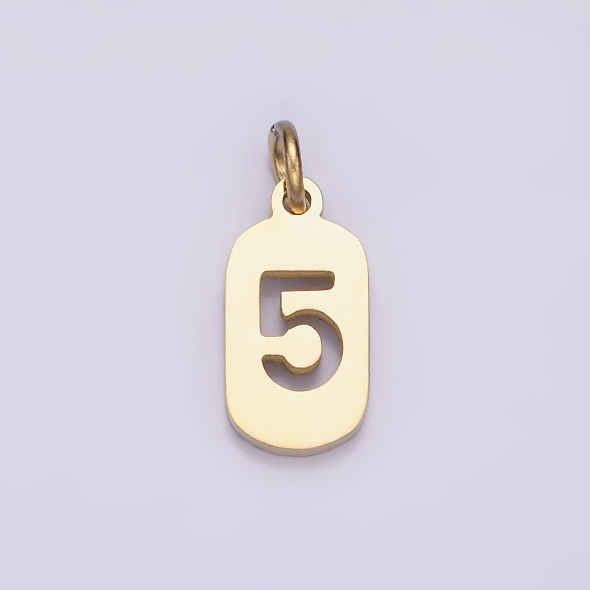 Stainless Steel 13.5mm Number 0-9 Open Script Mini Tag Add-On Gold Charm P-591-P-600