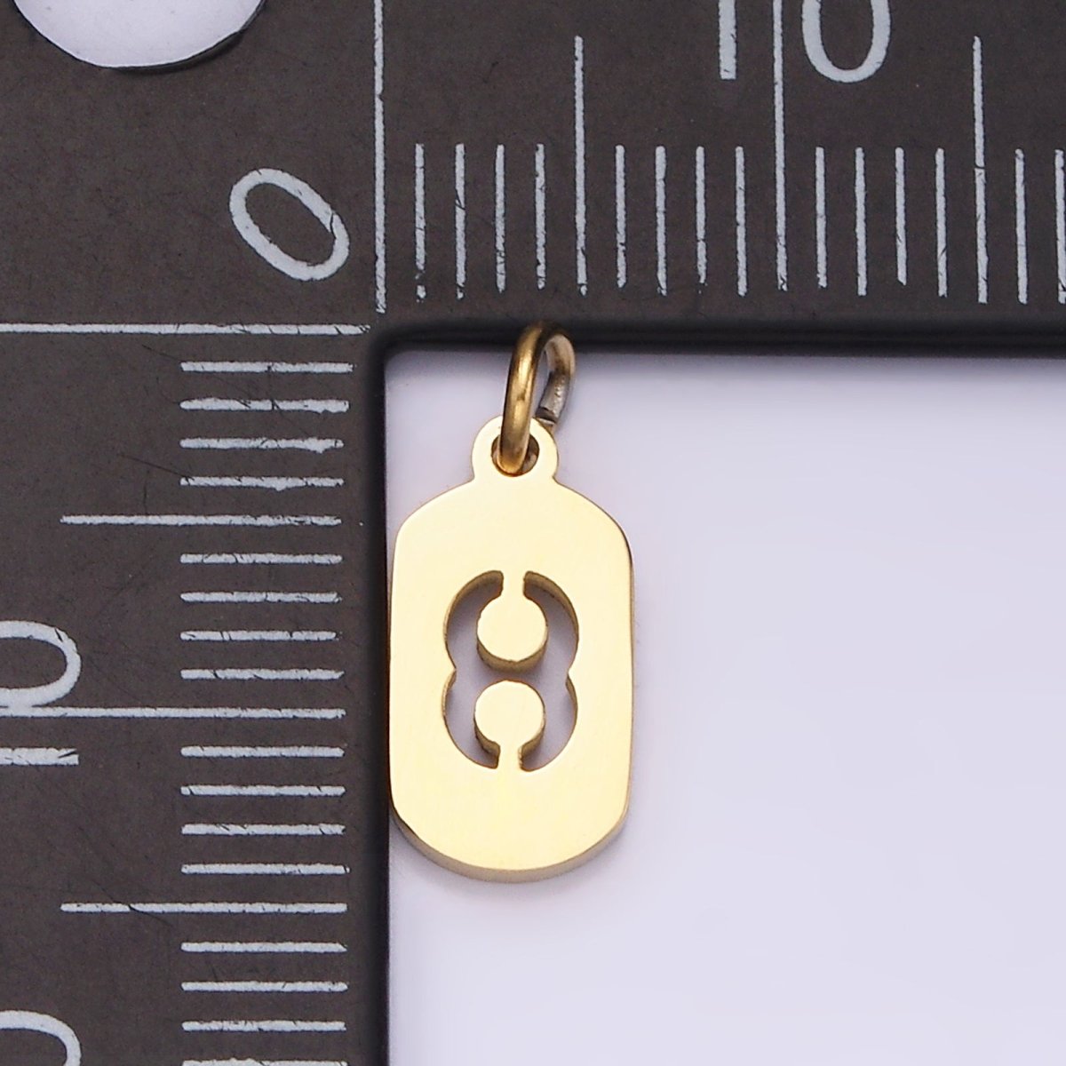 Stainless Steel 13.5mm Number 0-9 Open Script Mini Tag Add-On Gold Charm P-591-P-600