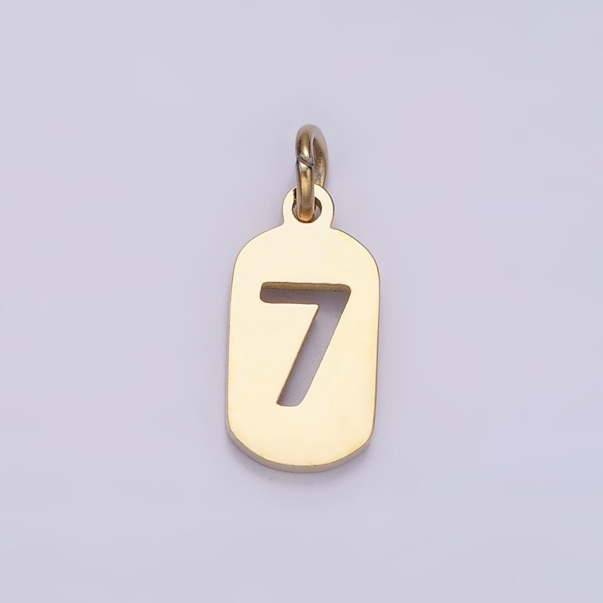 Stainless Steel 13.5mm Number 0-9 Open Script Mini Tag Add-On Gold Charm P-591-P-600