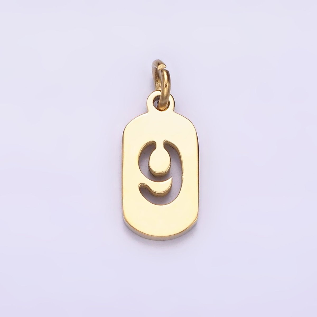 Stainless Steel 13.5mm Number 0-9 Open Script Mini Tag Add-On Gold Charm P-591-P-600