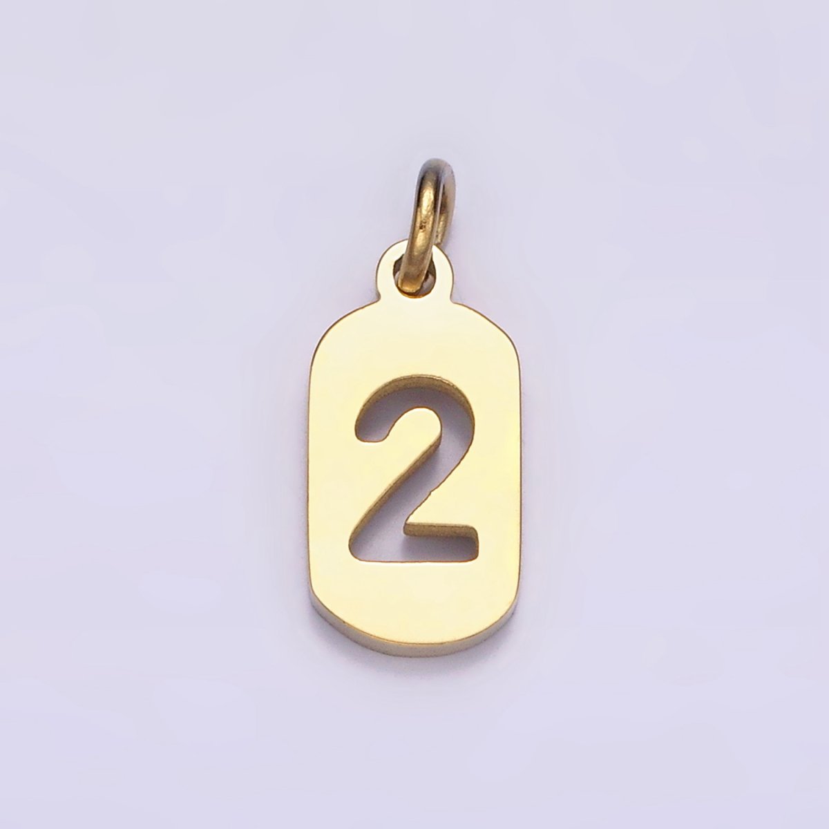 Stainless Steel 13.5mm Number 0-9 Open Script Mini Tag Add-On Gold Charm P-591-P-600
