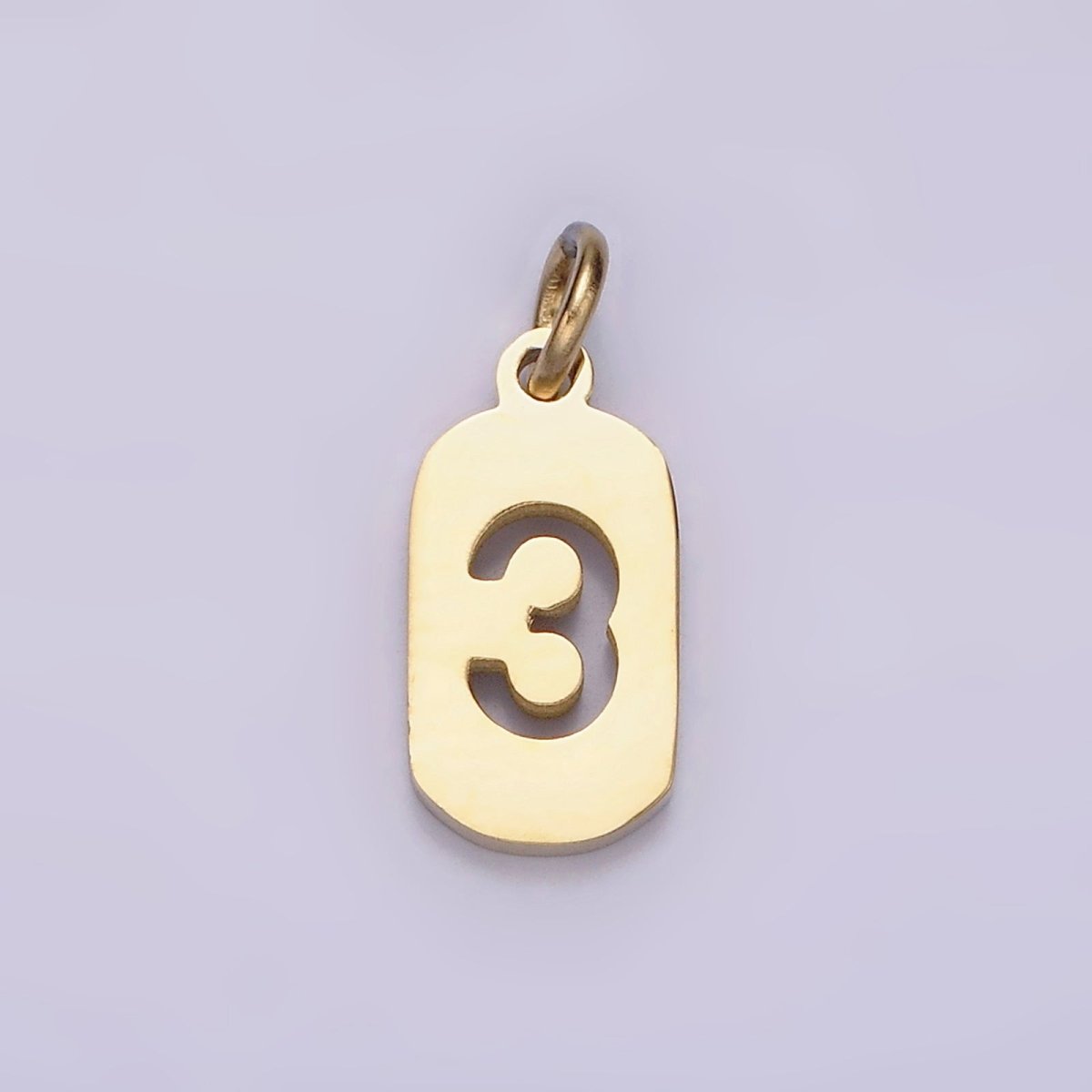 Stainless Steel 13.5mm Number 0-9 Open Script Mini Tag Add-On Gold Charm P-591-P-600