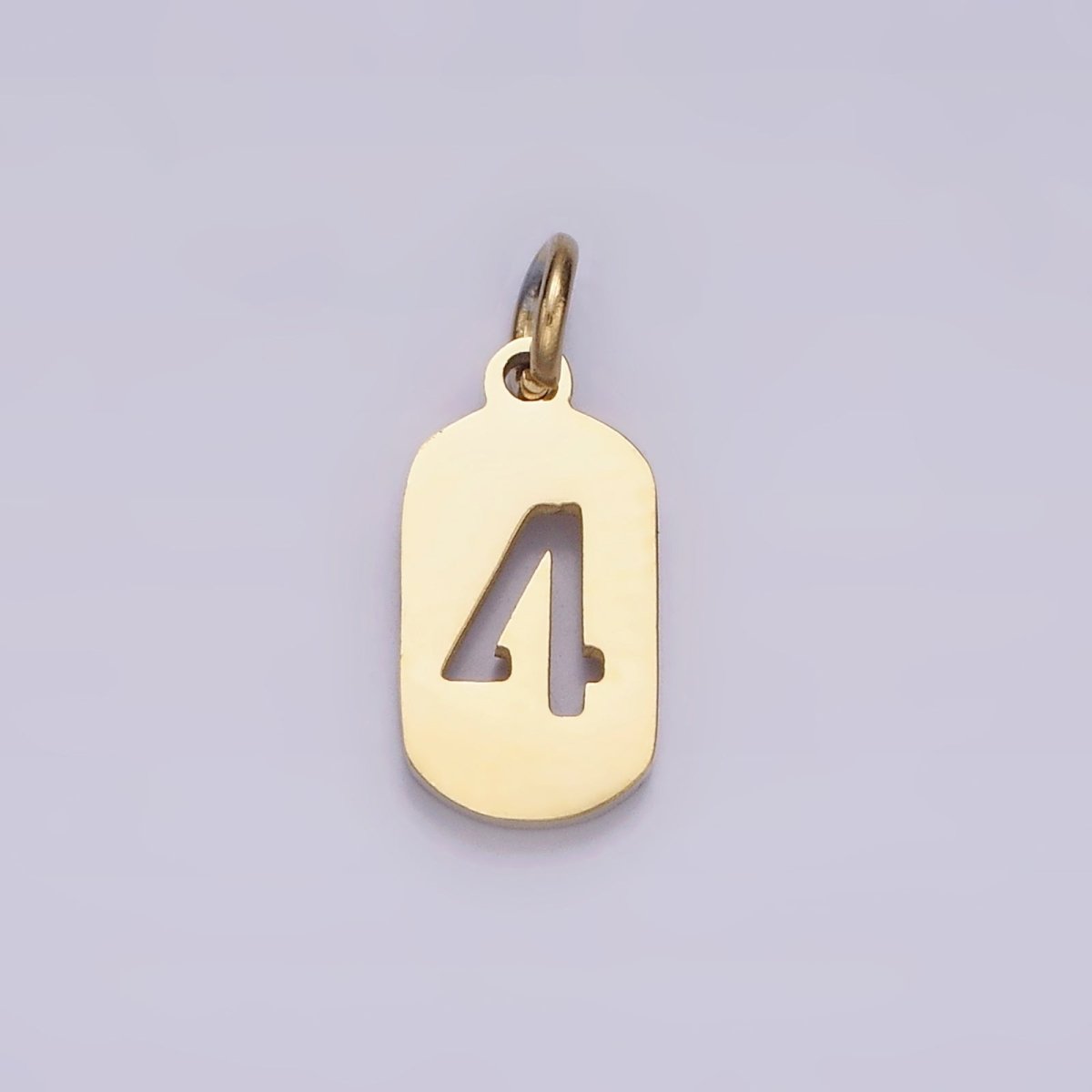 Stainless Steel 13.5mm Number 0-9 Open Script Mini Tag Add-On Gold Charm P-591-P-600