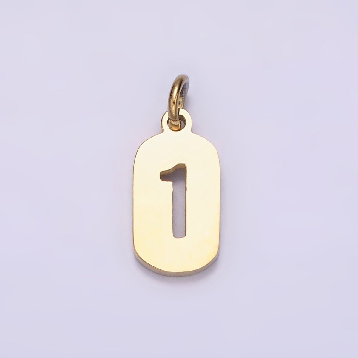 Stainless Steel 13.5mm Number 0-9 Open Script Mini Tag Add-On Gold Charm P-591-P-600