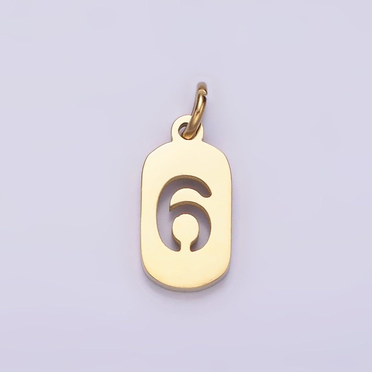 Stainless Steel 13.5mm Number 0-9 Open Script Mini Tag Add-On Gold Charm P-591-P-600