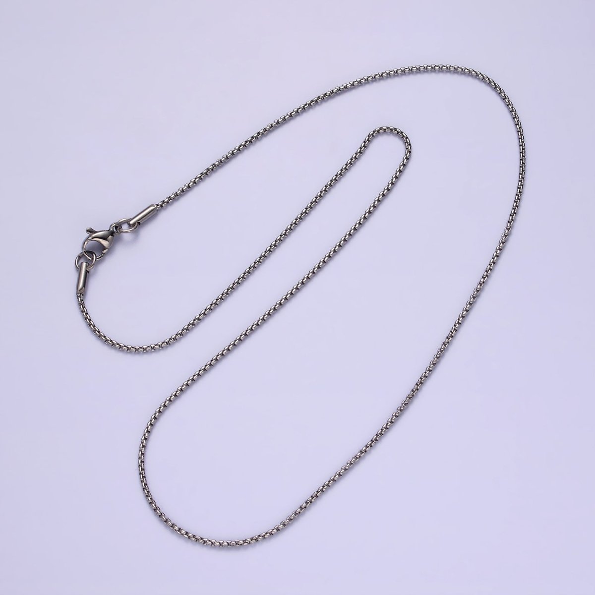 Stainless Steel 1.3mm Dainty Boston Box 18 Inch Layering Chain Necklace | WA-2106 Clearance Pricing