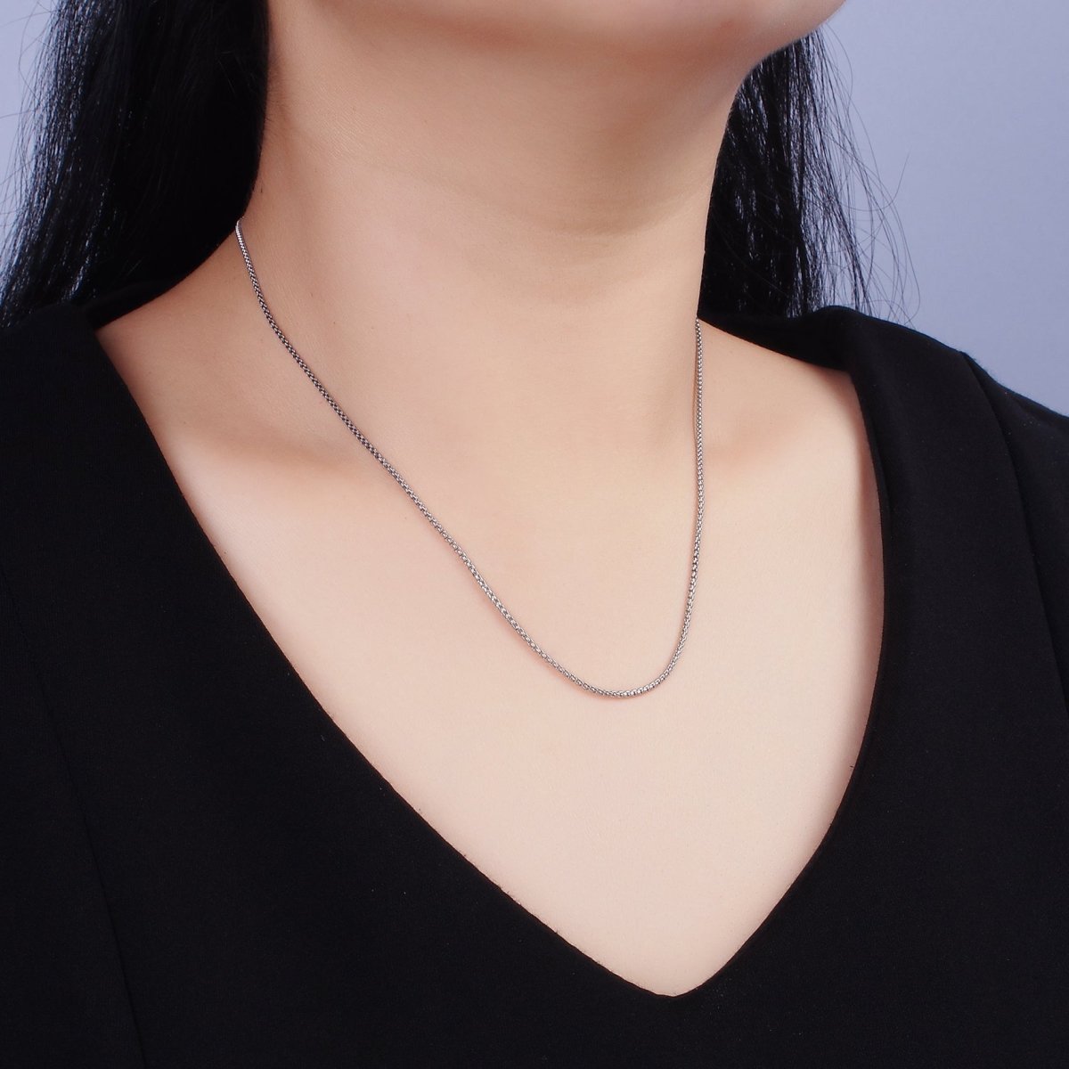 Stainless Steel 1.3mm Dainty Boston Box 18 Inch Layering Chain Necklace | WA-2106 Clearance Pricing