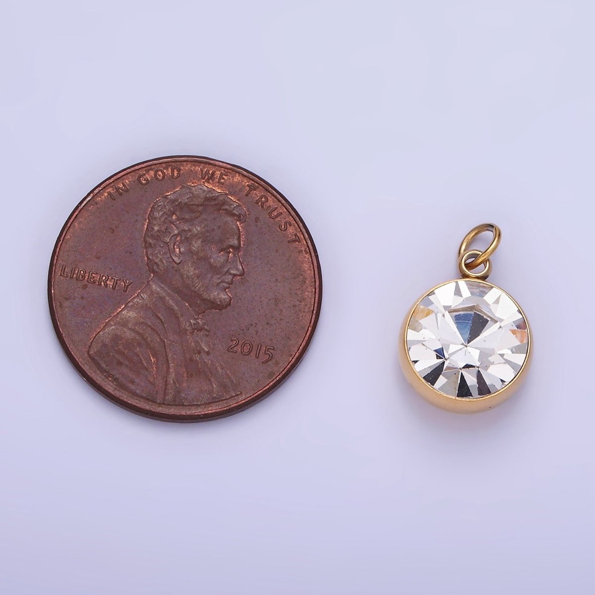 Stainless Steel 14mm Clear CZ Round Mini Add-On Charm | P939