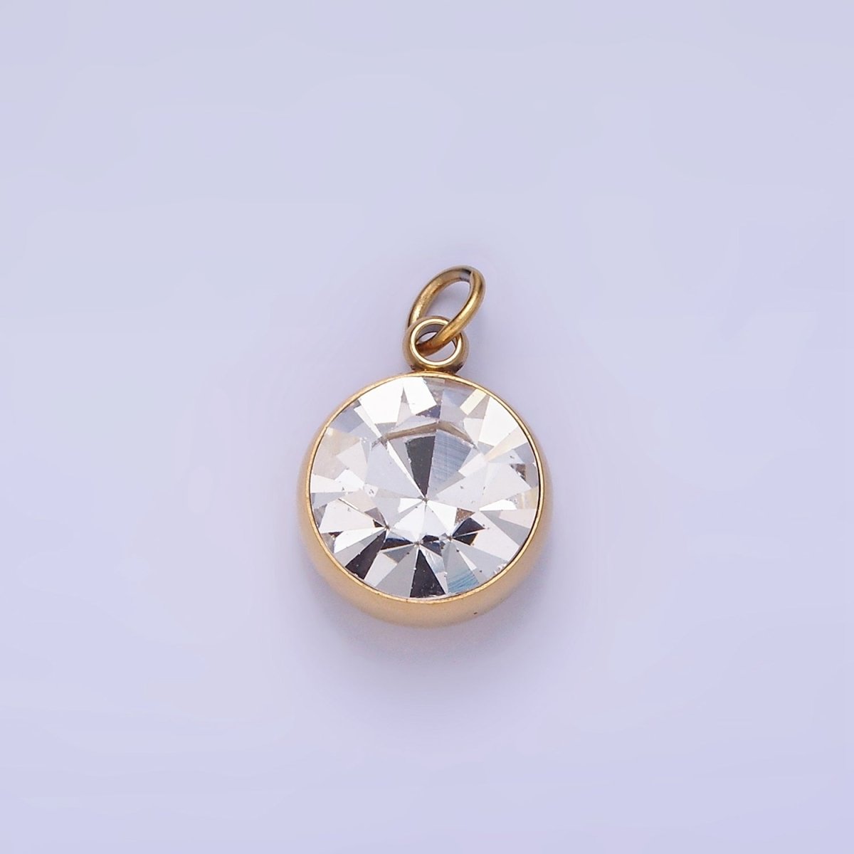 Stainless Steel 14mm Clear CZ Round Mini Add-On Charm | P939