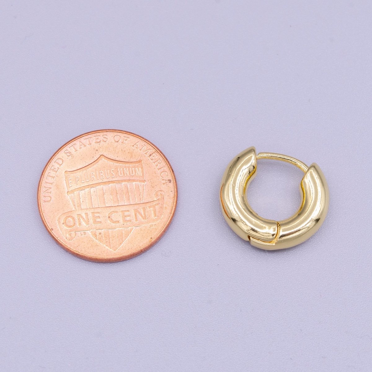 Stainless Steel 14mm Gold Chubby Minimalist Huggie Earrings | AD1405