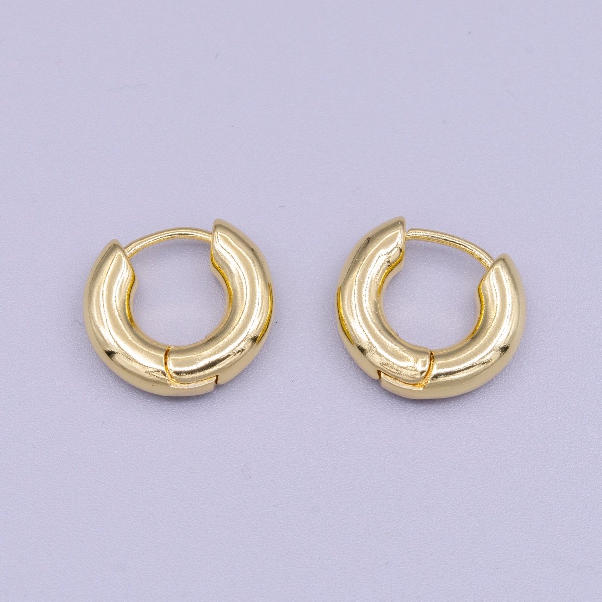 Stainless Steel 14mm Gold Chubby Minimalist Huggie Earrings | AD1405