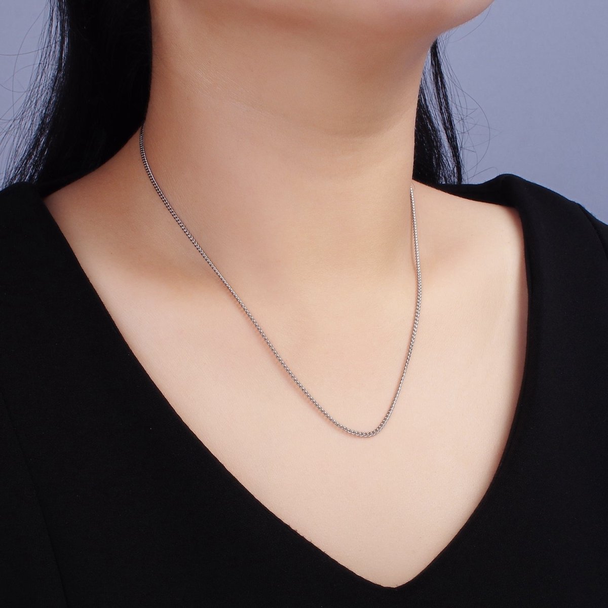 Stainless Steel 1.5mm Curb Chain 18 Inch Layering Necklace | WA-2274 Clearance Pricing
