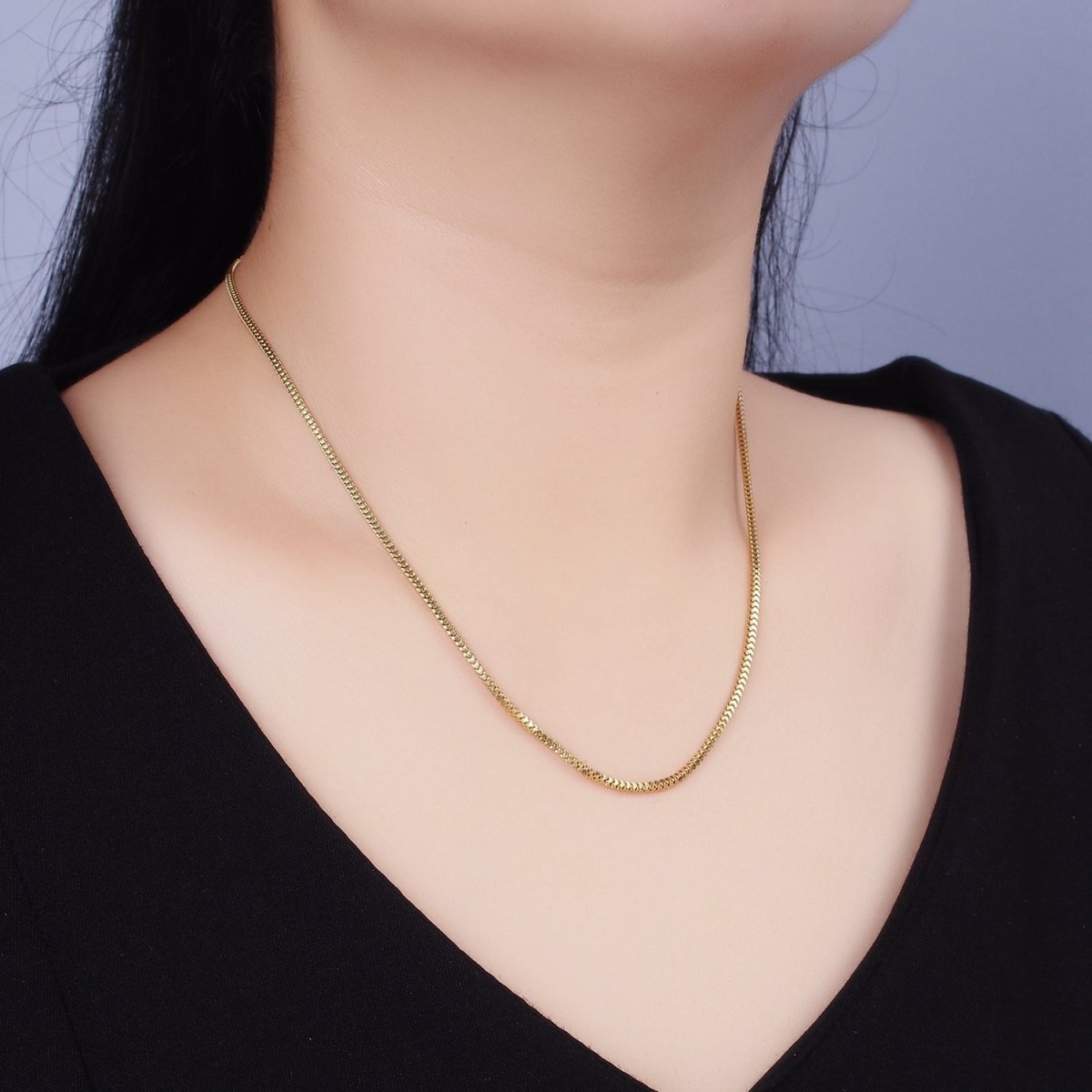 Stainless Steel 1.5mm Dainty Cocoon Snake Wheat Chain 18 Inch Layering Necklace | WA-2020 Clearance Pricing