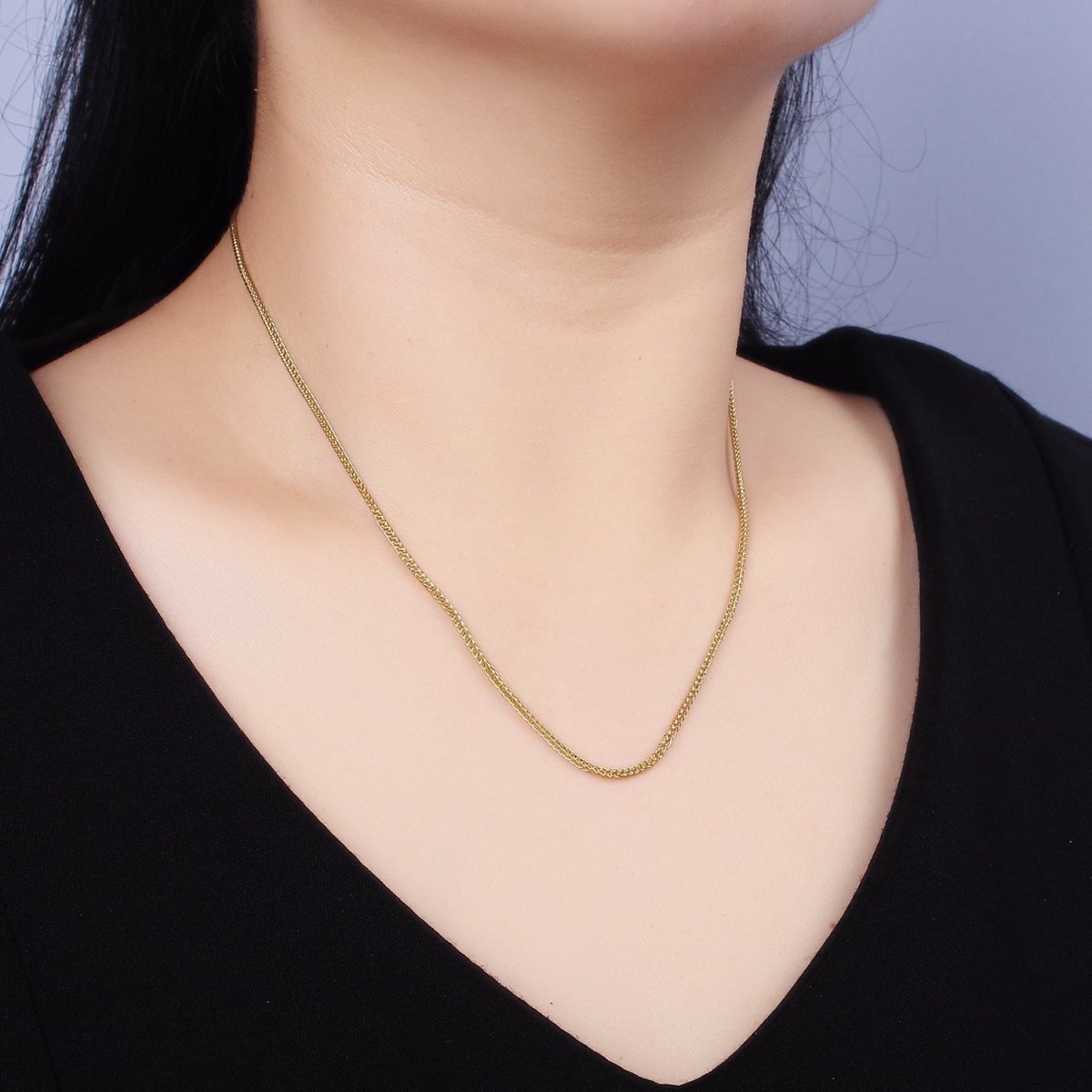 Stainless Steel 1.5mm Dainty Curb Wheat Chain 18 Inch Layering Necklace | WA-2000 Clearance Pricing