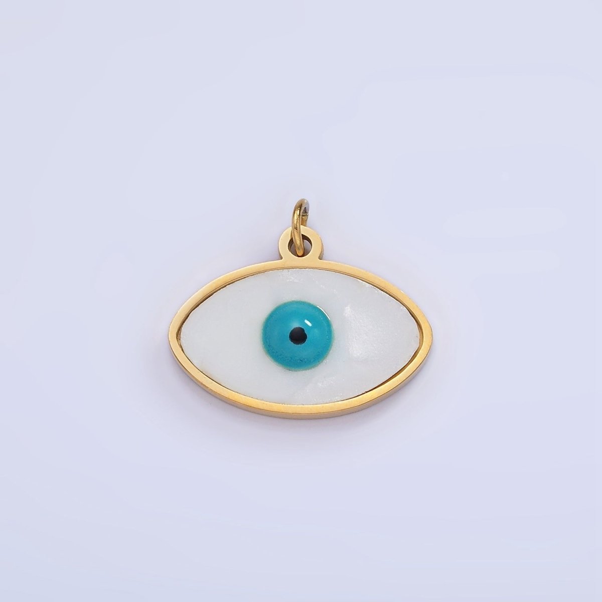 Stainless Steel 15mm Evil Eye Bezel Charm | P980