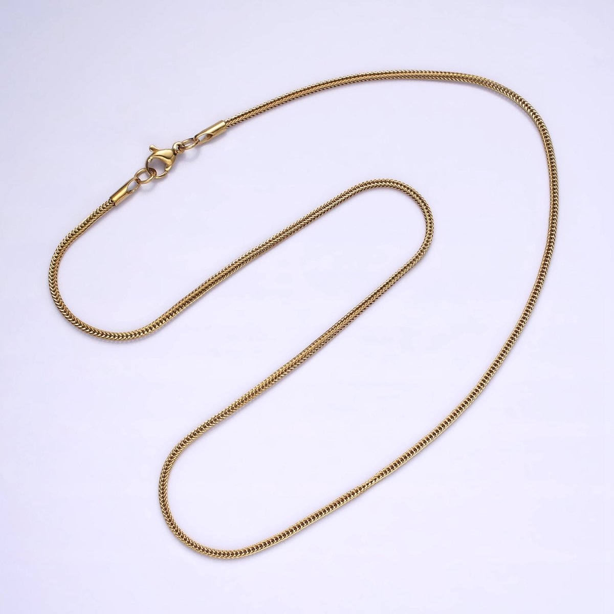 Stainless Steel 1.5mm Fox Tail Cocoon Snake Wheat Minimalist 18 Inch Layering Chain Necklace | WA-2019 Clearance Pricing