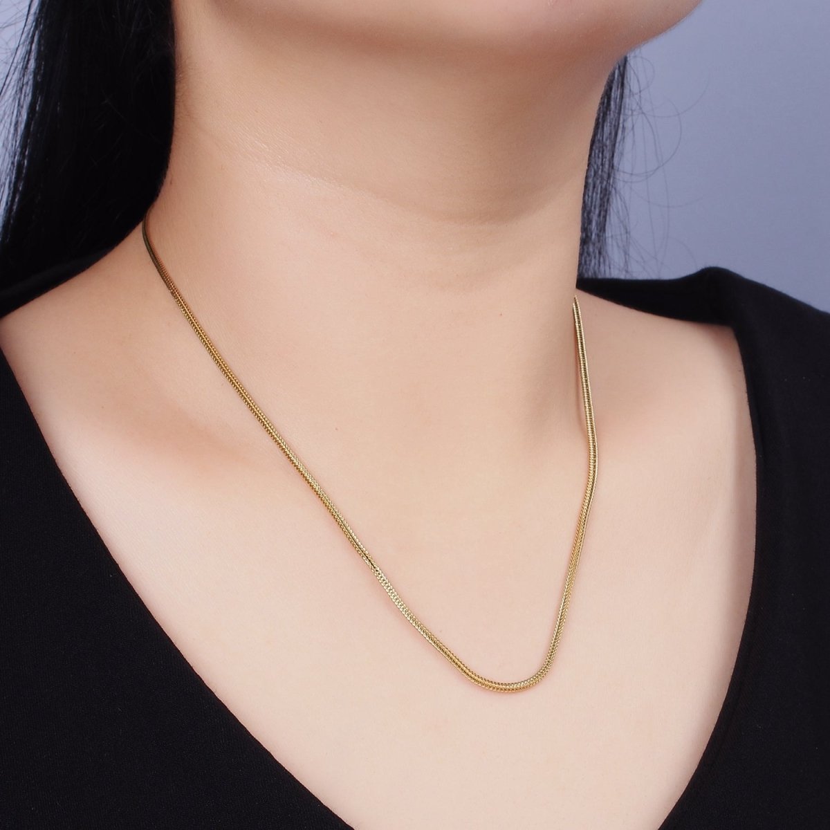 Stainless Steel 1.5mm Fox Tail Cocoon Snake Wheat Minimalist 18 Inch Layering Chain Necklace | WA-2019 Clearance Pricing