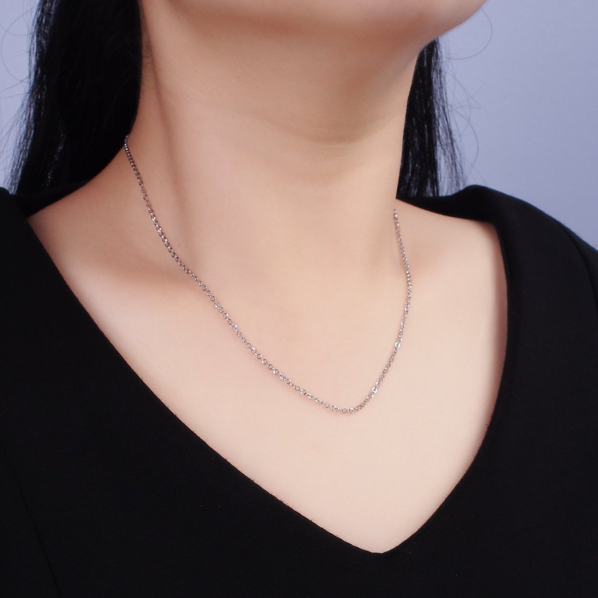Stainless Steel 1.5mm Rolo 18 Inch Minimalist Layering Chain Necklace | WA-2109 Clearance Pricing