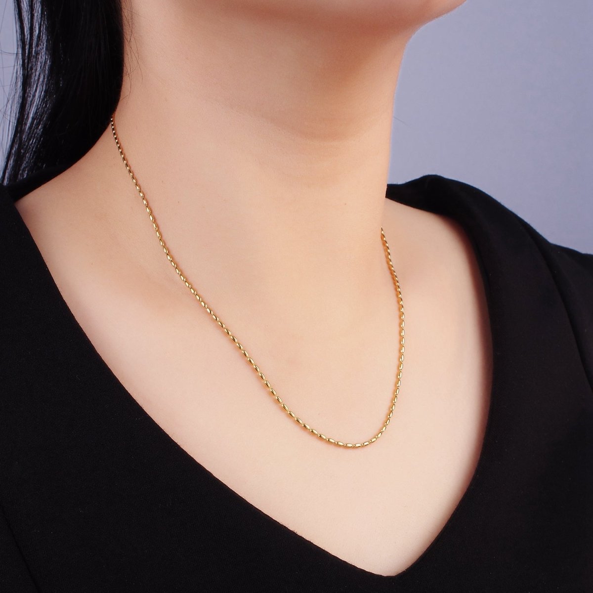 Stainless Steel 1.5mm Tube Bead 16 Inch Choker Necklace | WA-2419