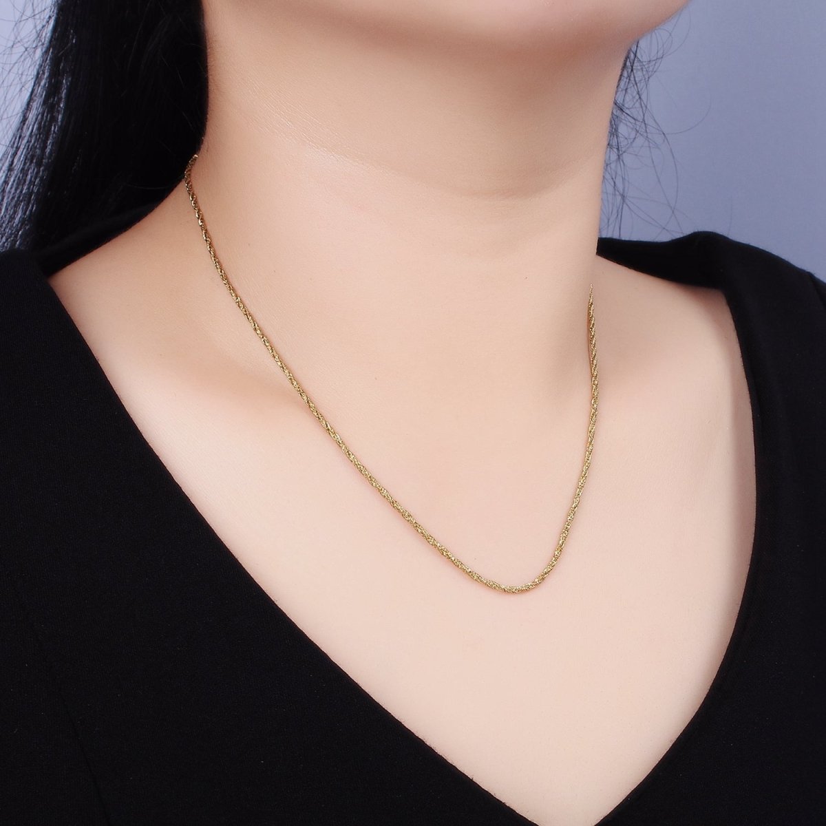Stainless Steel 1.5mm Twisted Rope 18 Inch Layering Chain Necklace | WA-1999 Clearance Pricing