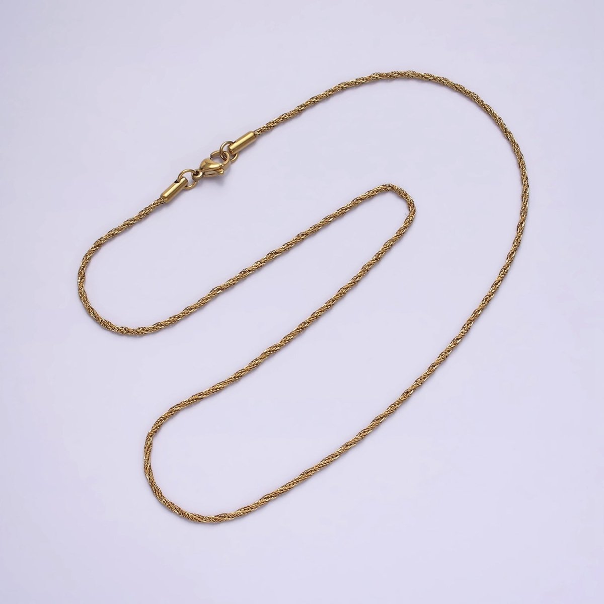 Stainless Steel 1.5mm Twisted Rope 18 Inch Layering Chain Necklace | WA-1999 Clearance Pricing