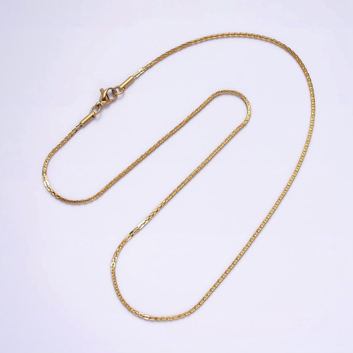 Stainless Steel 1.6mm Dainty Designed Square Link 18 Inch Layering Chain Necklace | WA-2003 Clearance Pricing