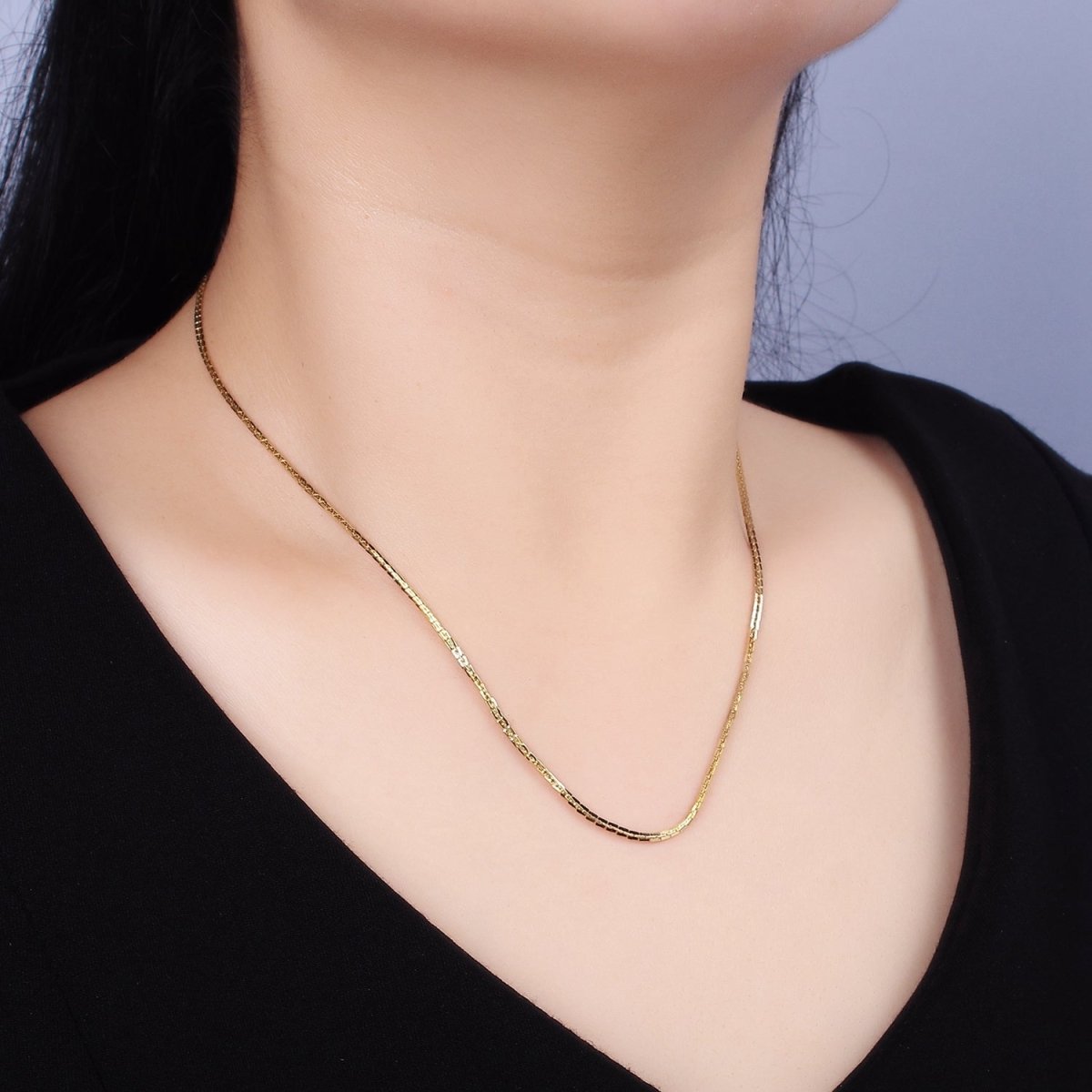 Stainless Steel 1.6mm Dainty Designed Square Link 18 Inch Layering Chain Necklace | WA-2003 Clearance Pricing
