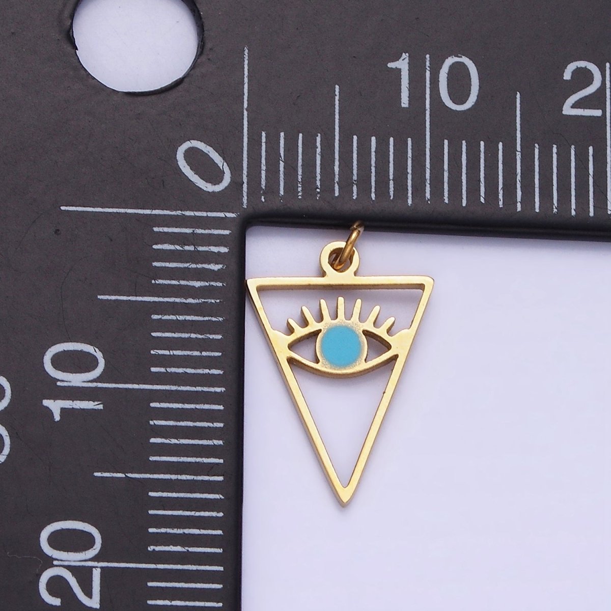 Stainless Steel 16mm Triangle Evil Eye Charm for Amulet Minimalist Charm | P936